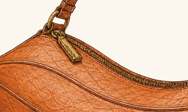 Gebogener Cacao-Reißverschluss mit Lederzipper