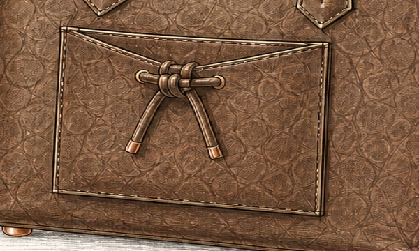 Lungo Fronttasche mit Lederband-Knoten